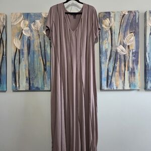 Ashley Stewart Mauve V-Neck Maxi Dress